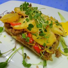 Erdäpfelauflauf mit Faschiertem und Lauch