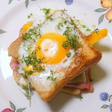 Fleischkäse - Toast mit Spiegelei