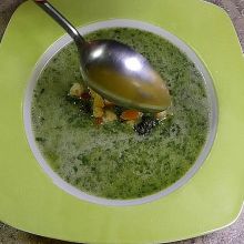 Löwenzahncremesuppe servieren