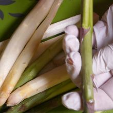 Spargel waschen und schälen