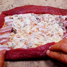 Rindsroulade füllen