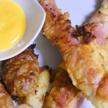 Spargel mit Schinken im Backteig