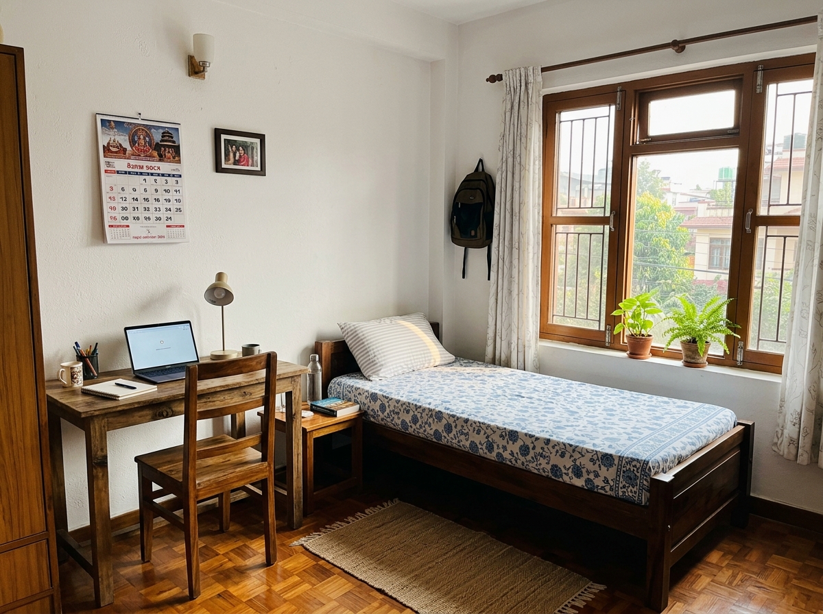 Sunny Studio Single Room with Attached Western Toilet in Thamel