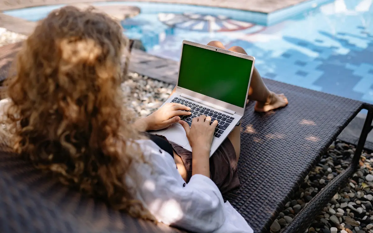 Hybrid work setup in 2025 showing remote work with family time for better work-life balance.