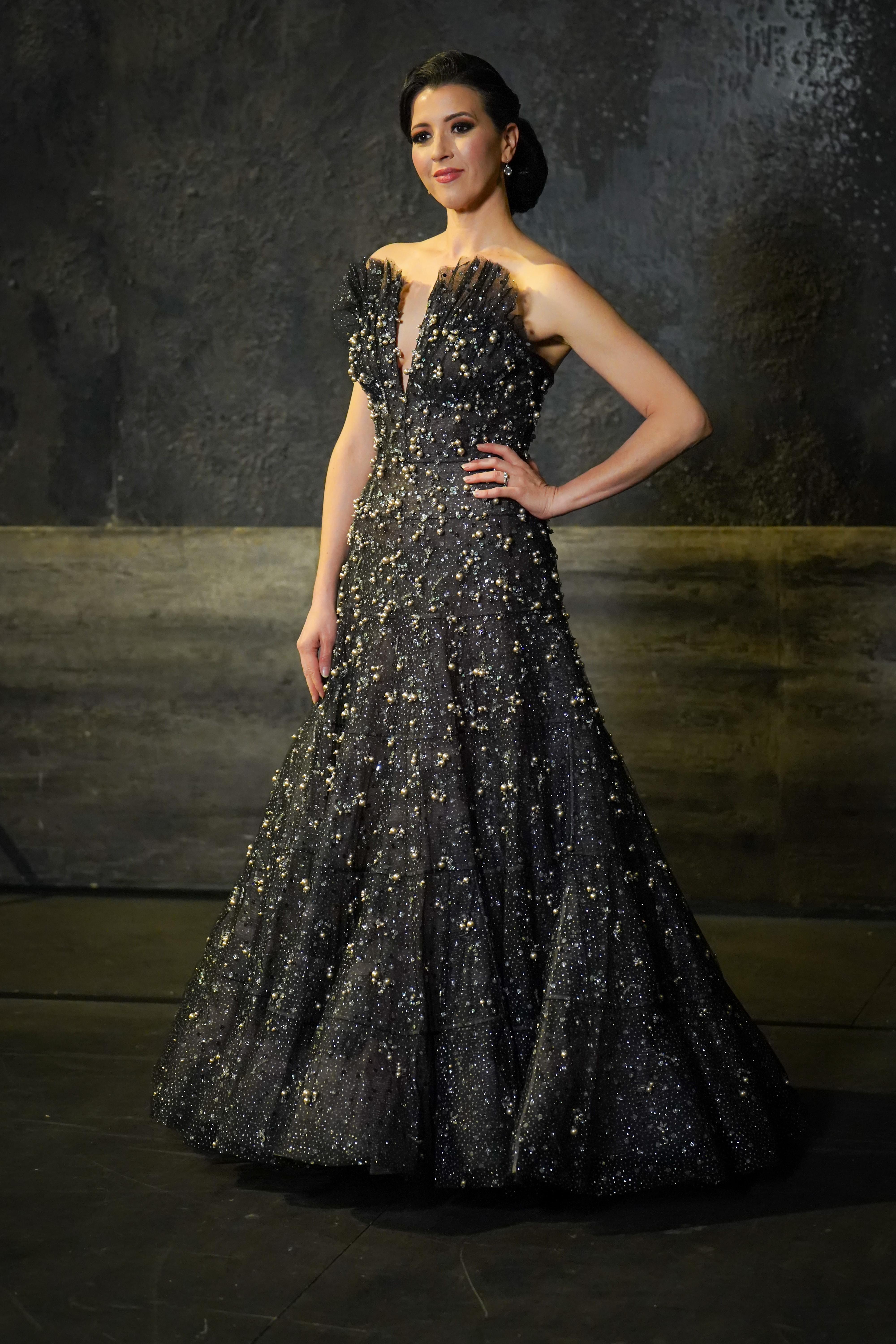 Lisette Oropesa at Teatro alla Scala wearing Giorgio Armani Privé