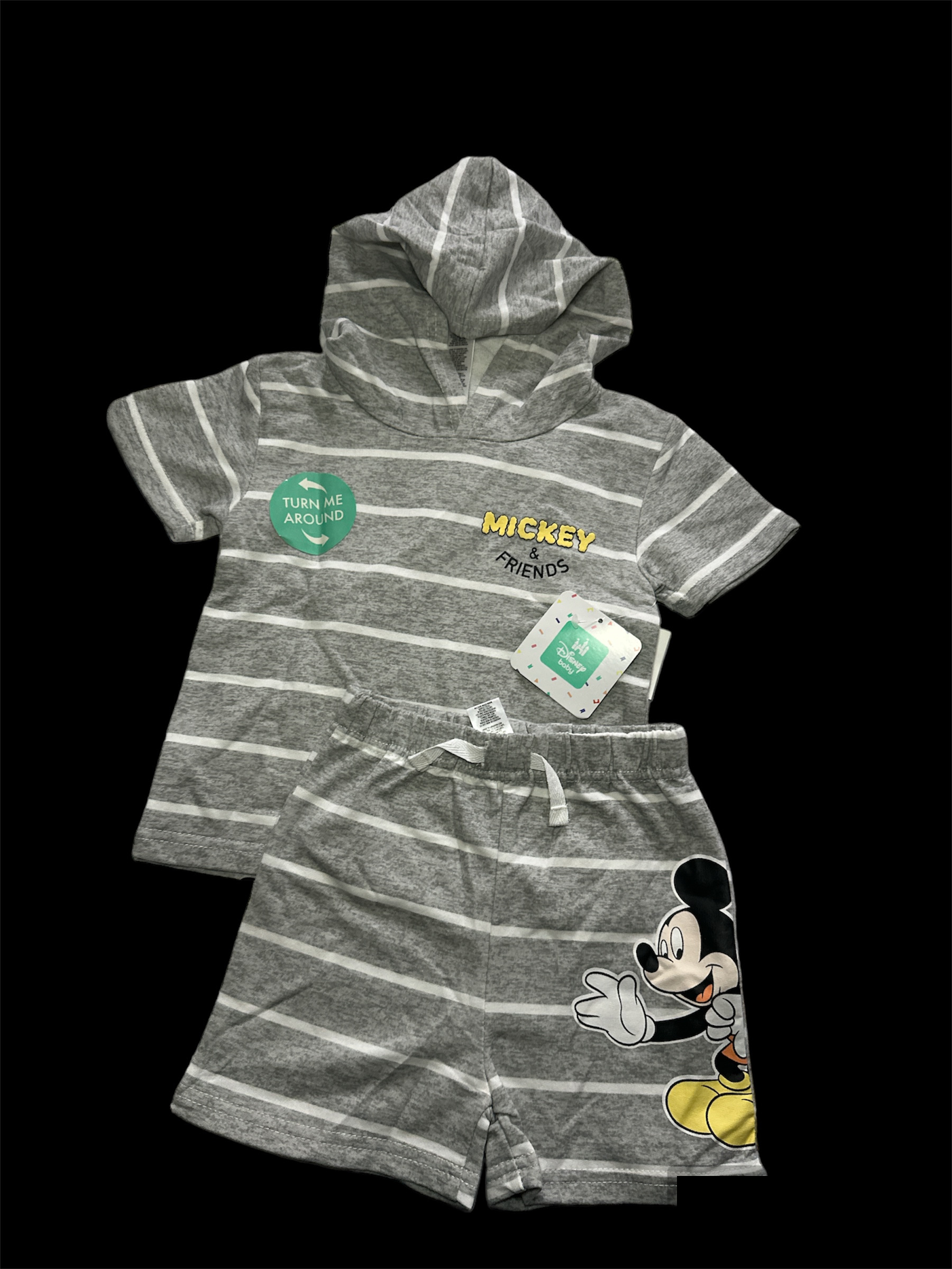 Ensemble Mickey Mouse 2 Pièces : T-shirt à Capuche et Short - Bébé, Taille 24 mois
