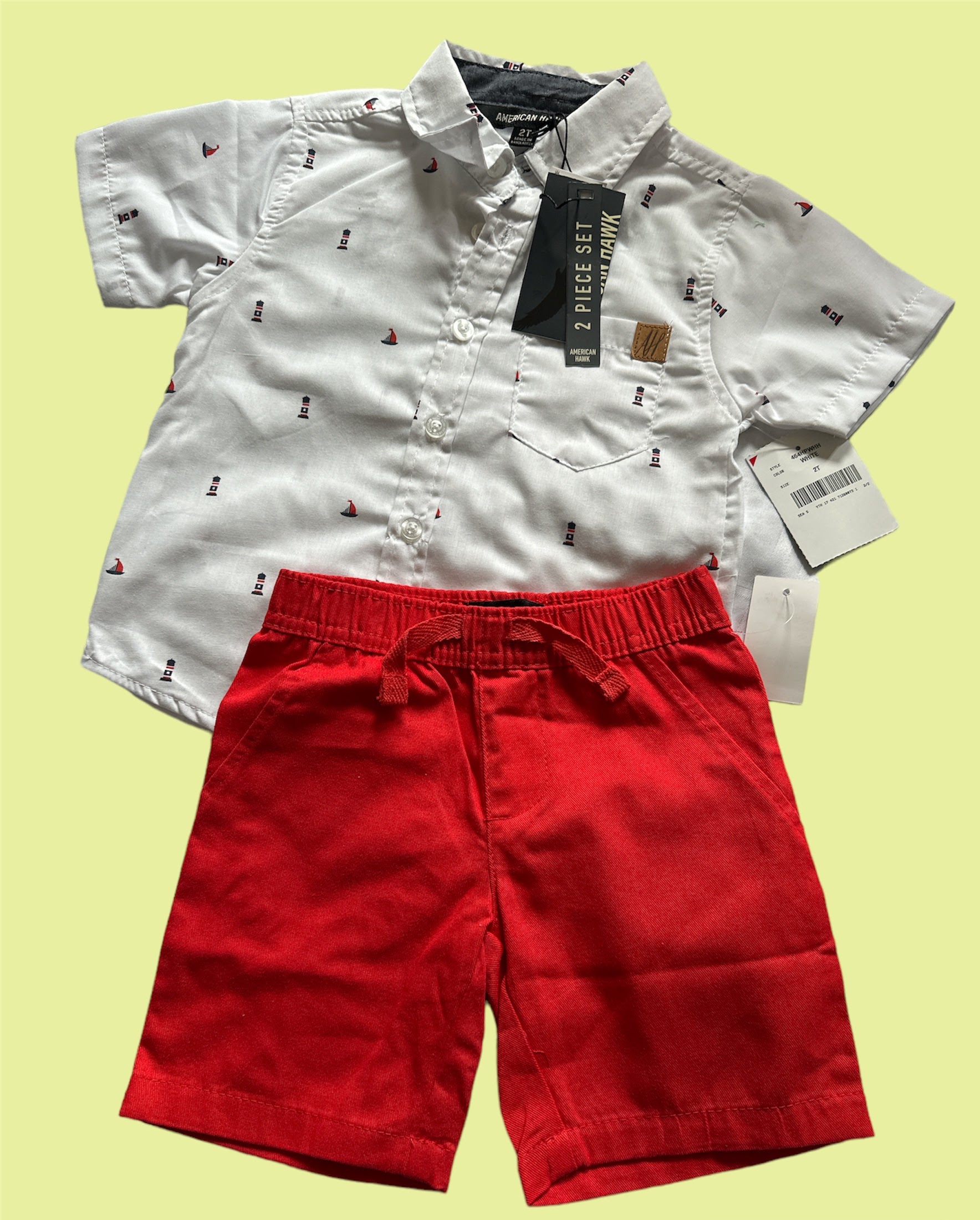 Ensemble American Haway 2 Pièces : Chemise à Manches Courtes et Short - Taille 4T