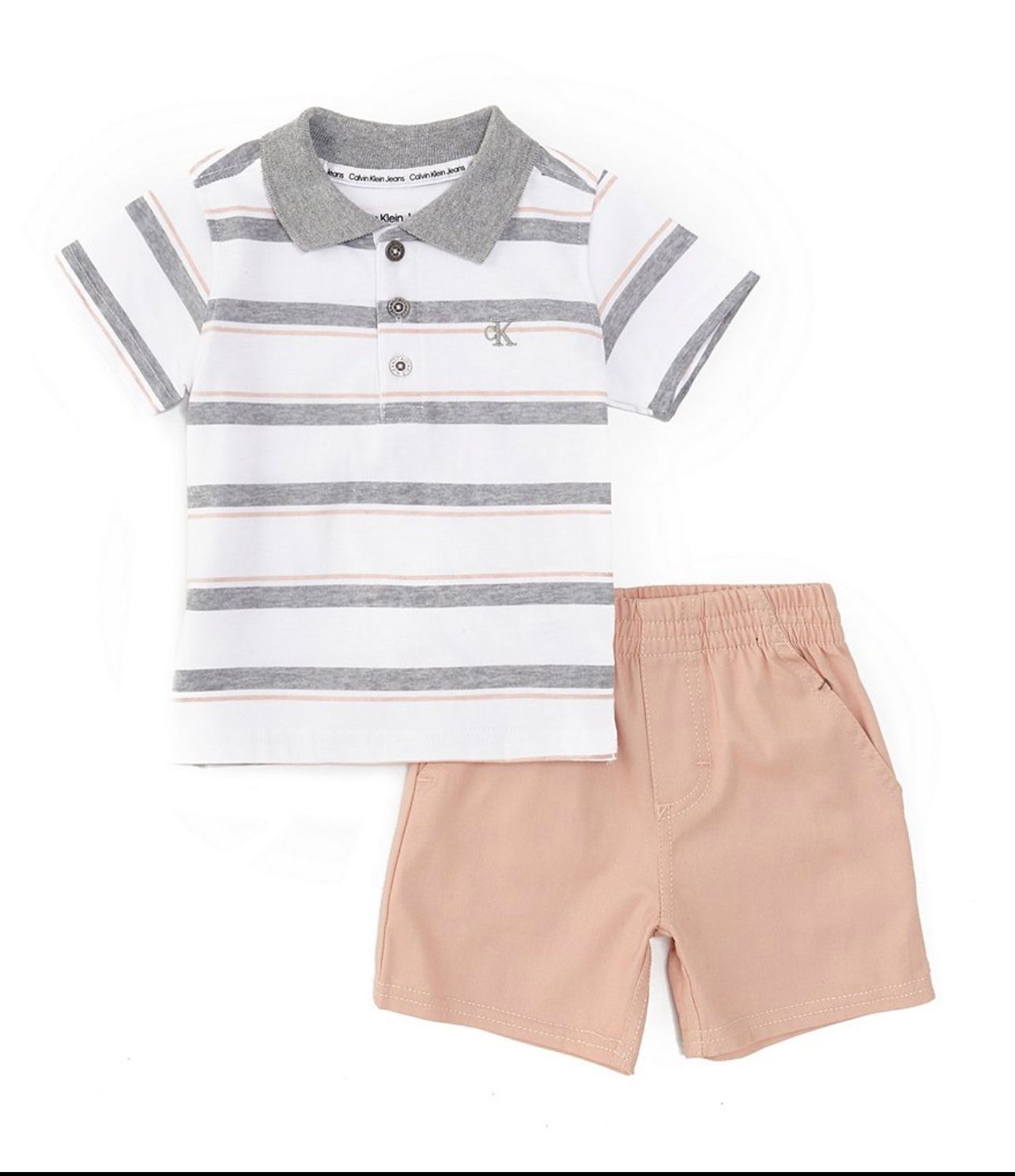 Ensemble Calvin Klein 2 Pièces : T-shirt à Rayures et Short - Taille 24 mois
