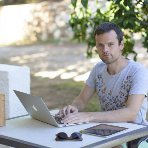 Nik working in Greece