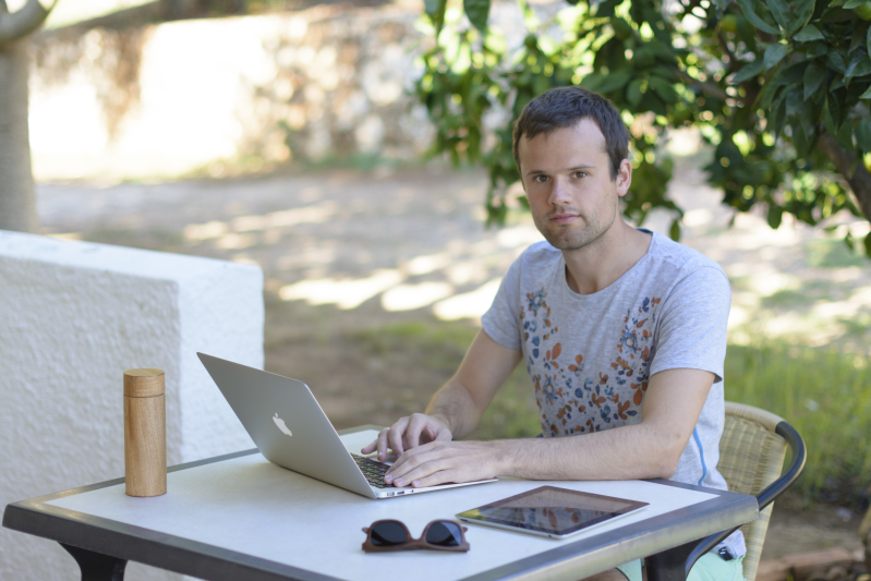 Nik working in Greece