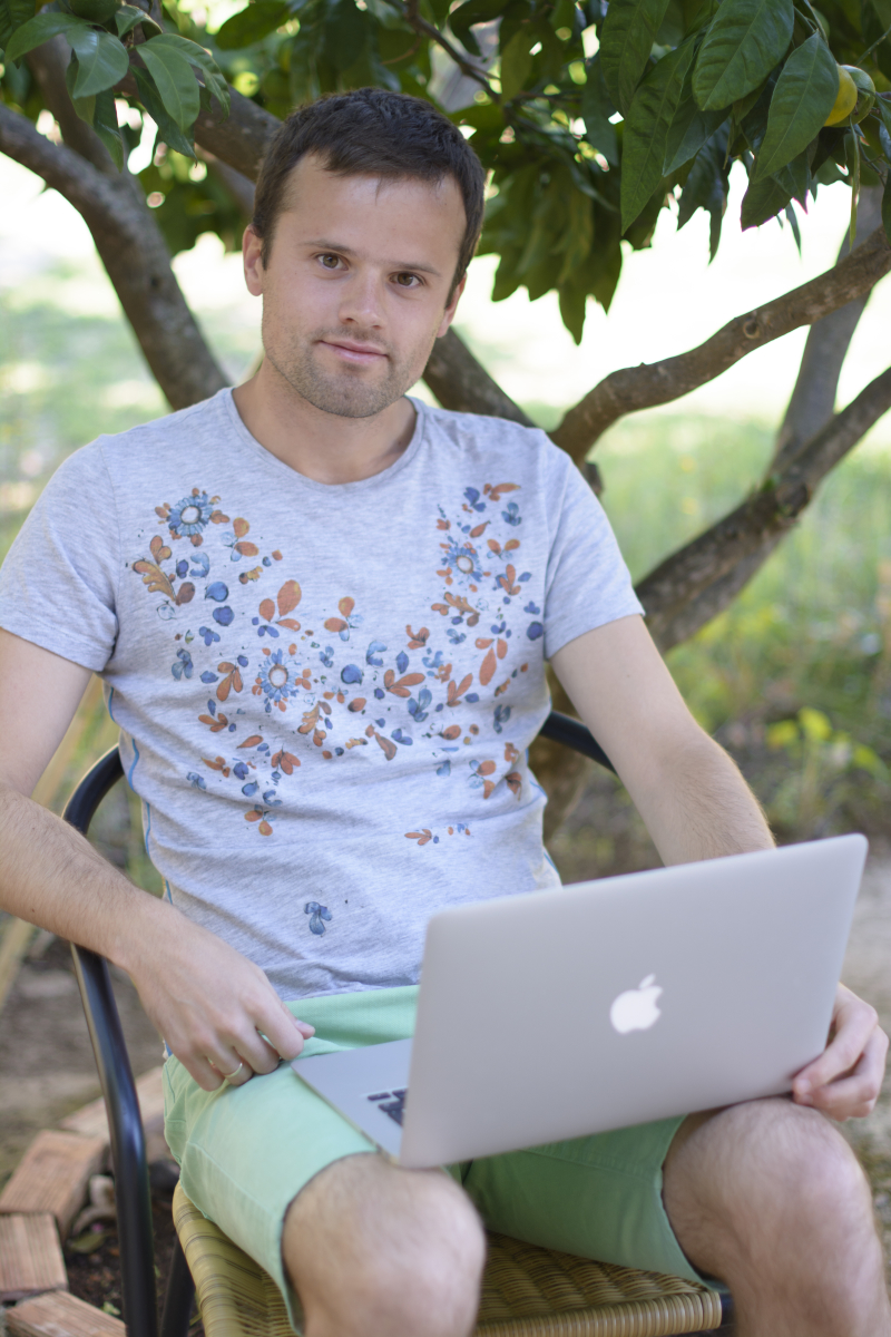 Nik working in Greece