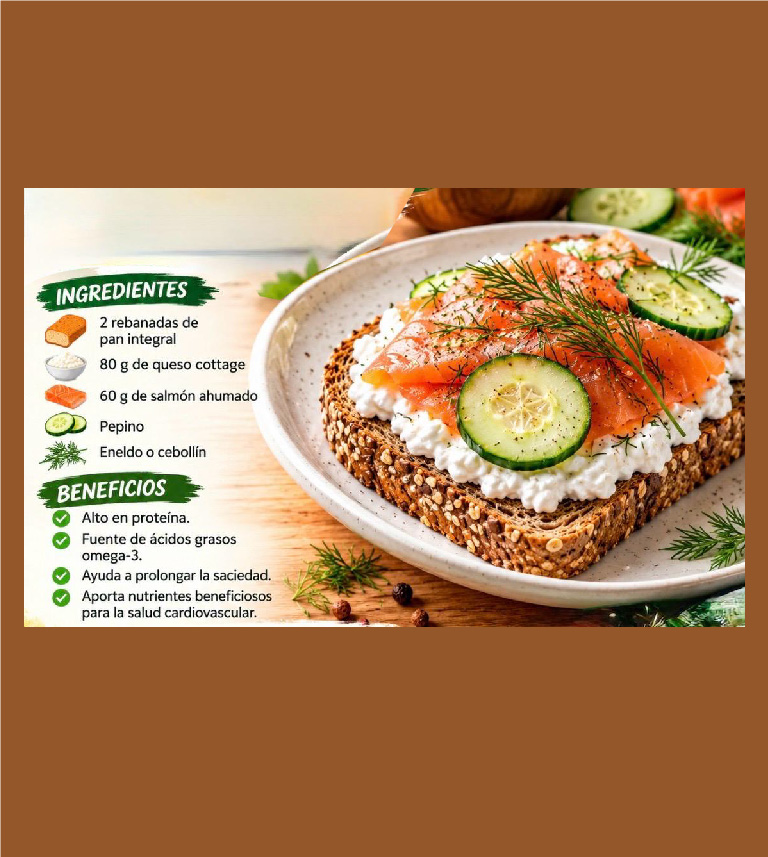 PAN INTEGRAL CON QUESO COTTAGE Y SALMON AHUMADO