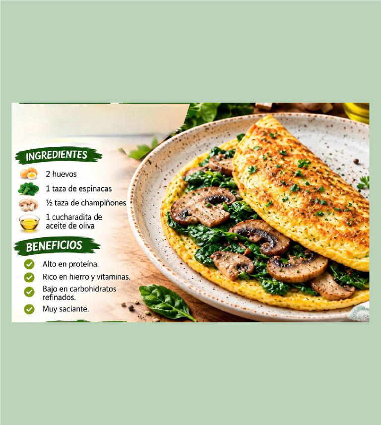 OMELETTE DE ESPINACAS Y CHAMPIÑONES