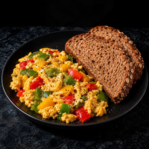 Bell Pepper Eggs with Brown Bread — Egg breakfast from Edibles, Kochi