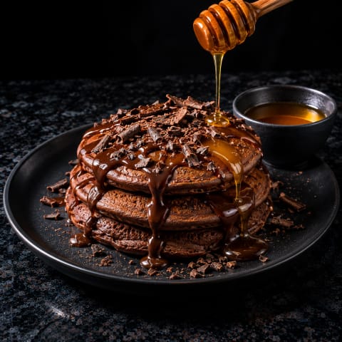 Chocolate Pan Cake With Wild Honey — Veg breakfast from Edibles, Kochi