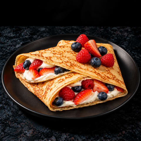 Crepe With Berries And Cream Cheese — Veg breakfast from Edibles, Kochi