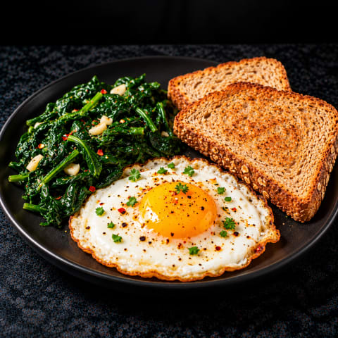 Fried Egg With Spinach&Wheat Bread — Egg breakfast from Edibles, Kochi