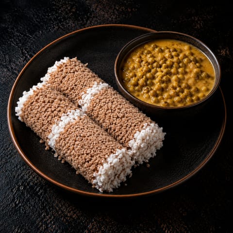 Wheat Puttu with Green Gram Curry — Veg breakfast from Edibles, Kochi