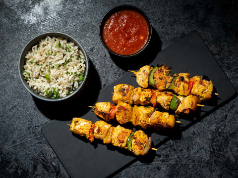 Chicken Satay with Rice — Non-Veg dinner from Edibles, Kochi
