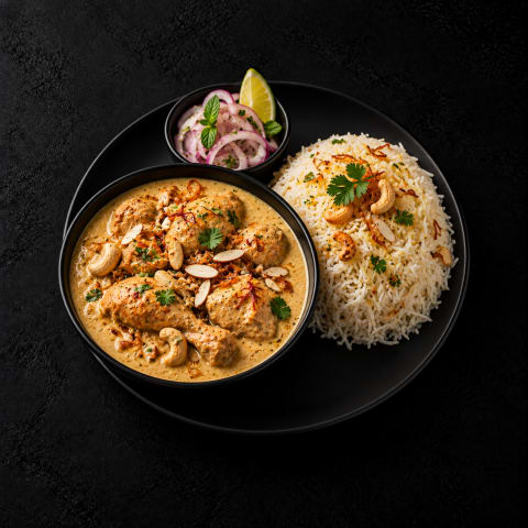 Chicken Shahi Korma & Ghee Rice — Non-Veg dinner from Edibles, Kochi