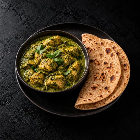 Hariyali Chicken Masala with Roti — Non-Veg dinner from Edibles, Kochi