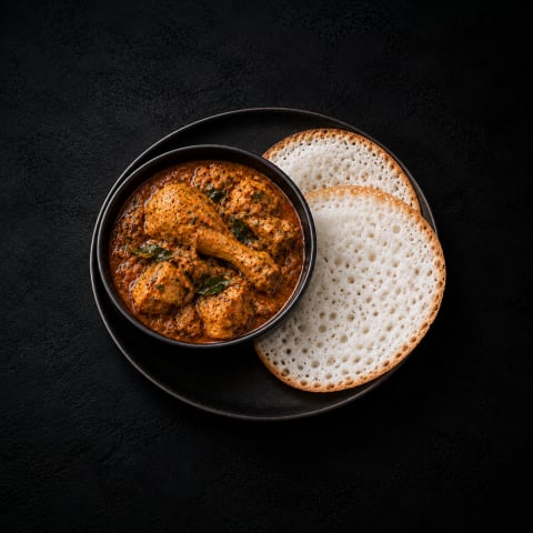 Kerala Chicken Curry with Kallappam — Non-Veg dinner from Edibles, Kochi