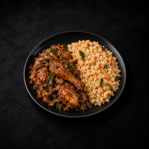 Kerala Pot-Roast Chicken with Broken Wheat Pulao — Non-Veg dinner from Edibles, Kochi