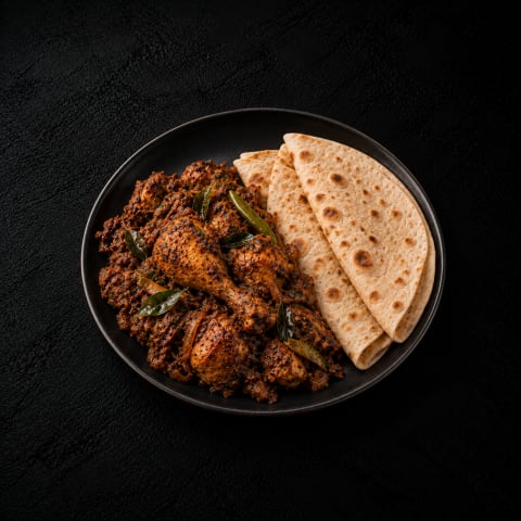 Kuttanadan Chicken Roast with Chapathi — Non-Veg dinner from Edibles, Kochi