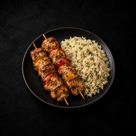 Mediterranean Chicken Skewers With Herb Rice — Non-Veg dinner from Edibles, Kochi