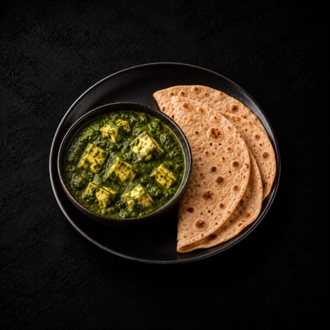 Palak Paneer With Whole Wheat Chapathi — Veg dinner from Edibles, Kochi