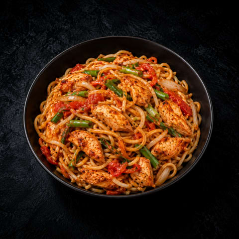 Tomato Chicken Chow Mein — Non-Veg dinner from Edibles, Kochi