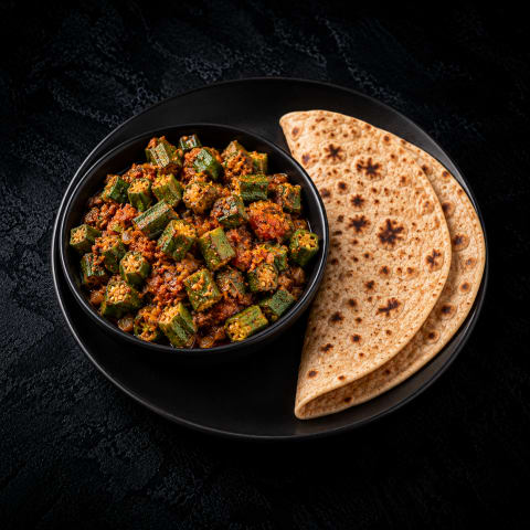 Bhindi Masala With Chapathi — Veg lunch from Edibles, Kochi