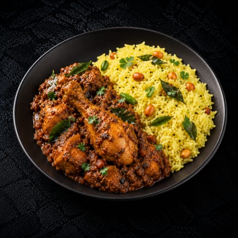 Chicken Chettinad with Lemon Rice — Non-Veg lunch from Edibles, Kochi