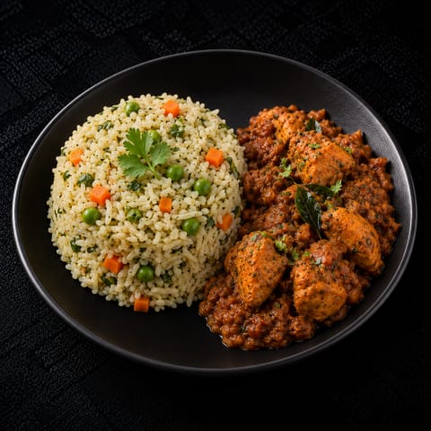 Chicken Masala With Herb Rice Pulao — Non-Veg lunch from Edibles, Kochi