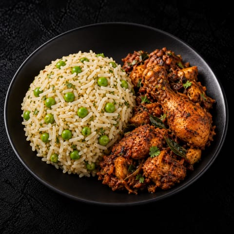 Chicken Roast Peas Pulao — Non-Veg lunch from Edibles, Kochi