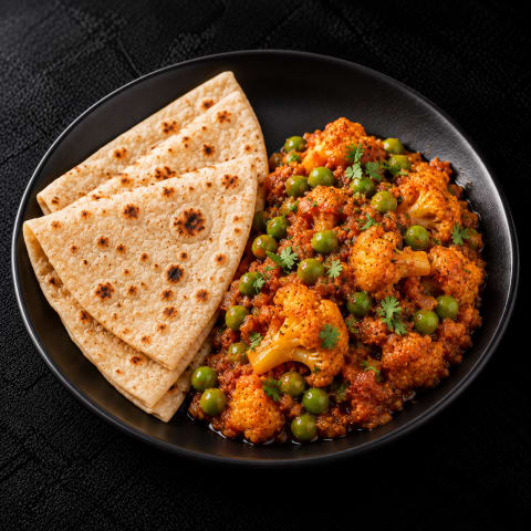 Gobi Mutter Masala With Roti — Veg lunch from Edibles, Kochi