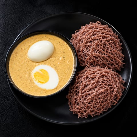 Kerala Egg Masala with Ragi Idiyappam — Egg lunch from Edibles, Kochi