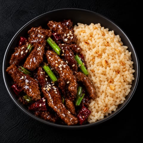Mongolian Beef With Garlic Rice — Non-Veg lunch from Edibles, Kochi