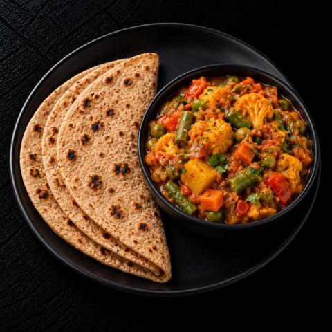 Sabzi Masala with Wheat Roti — Veg lunch from Edibles, Kochi