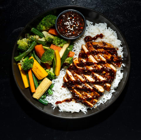 Teriyaki Chicken With White Rice & Veg — Non-Veg lunch from Edibles, Kochi