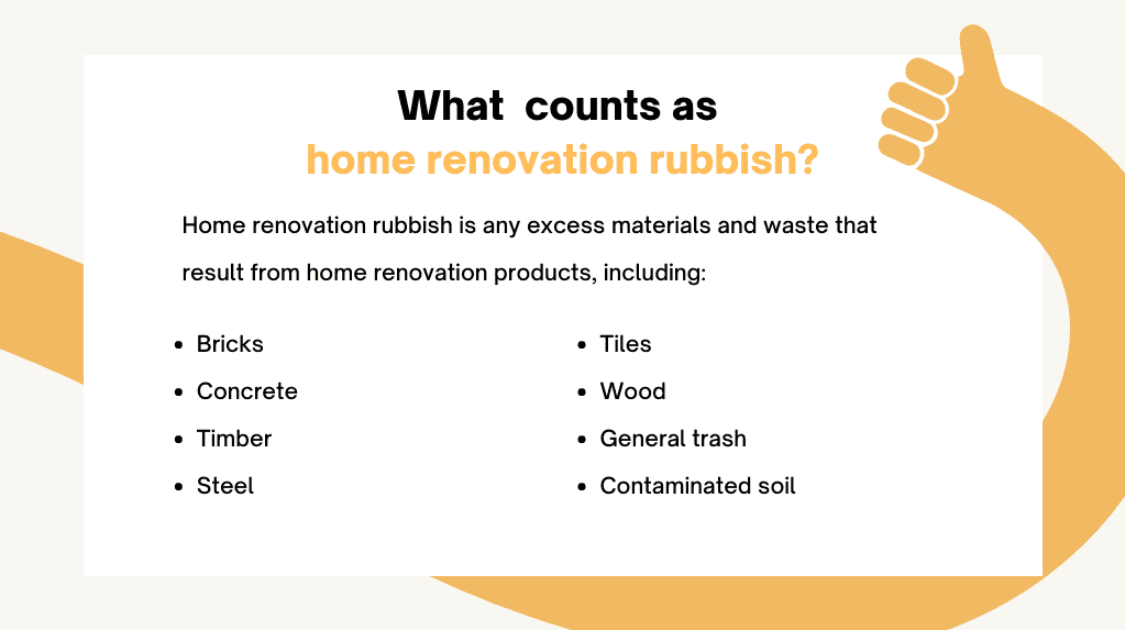 Infographic on what counts as home renovation rubbish