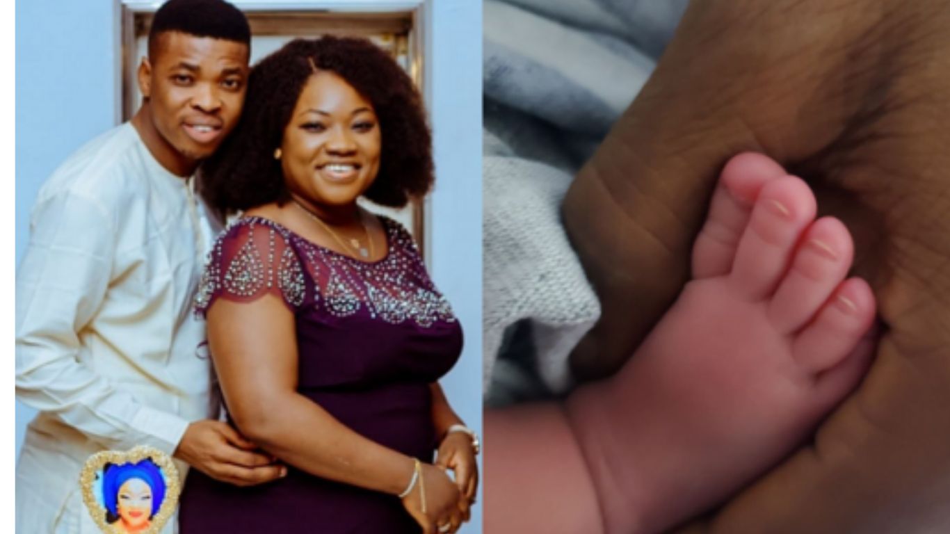 Woli Agba, and his wife have announced the arrival of their newborn baby.