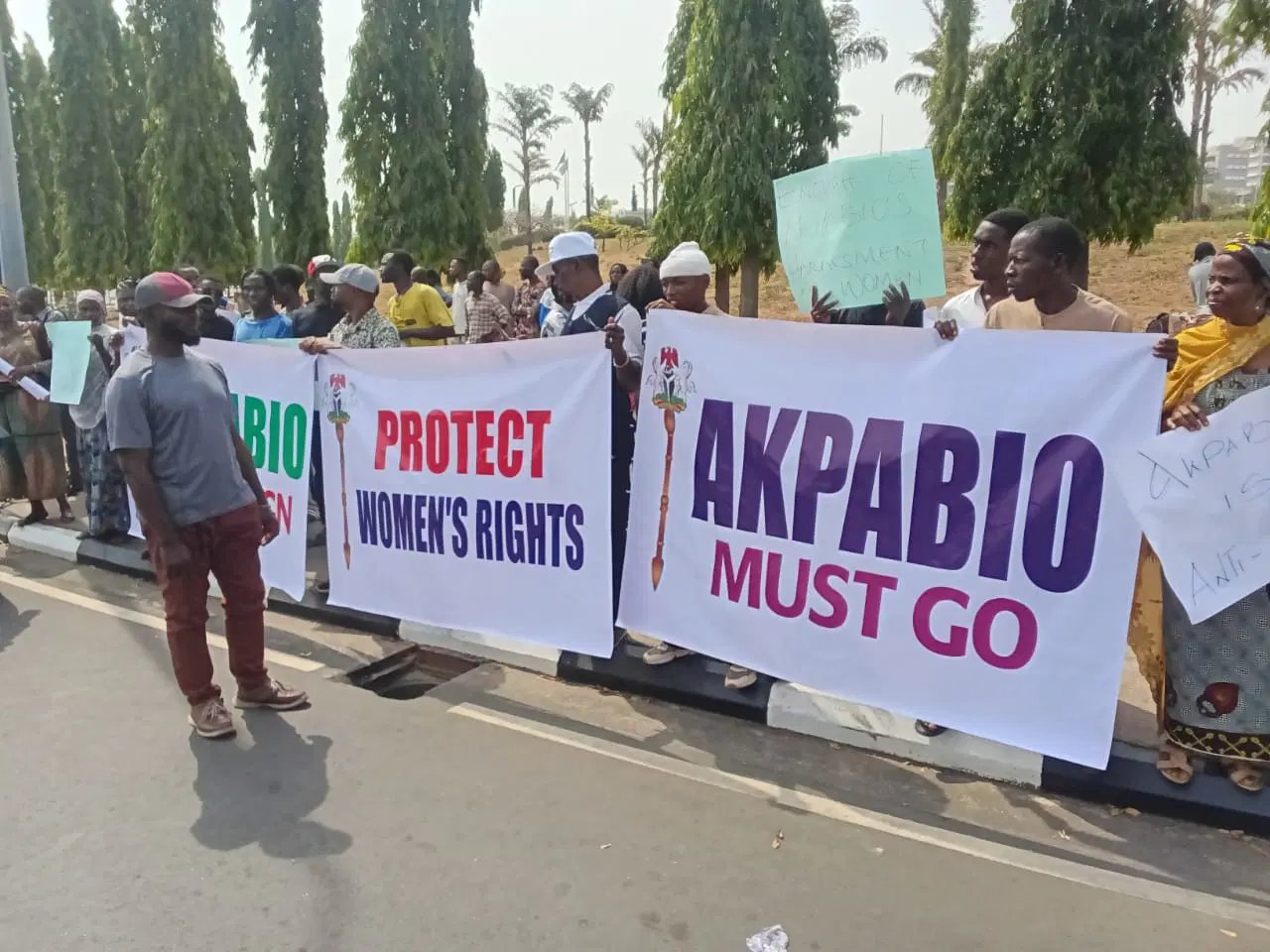 Mass Protest at NASS: Natasha Akpoti’s Supporters Demand Akpabio’s Resignation Amid Allegations