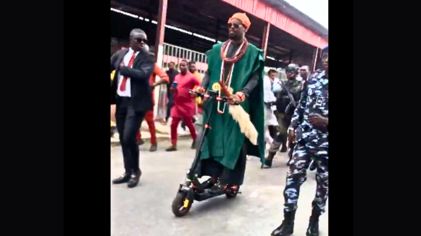 Royal Innovation: Olu of Warri Rides Electric Scooter to Perform Ancestral Duties