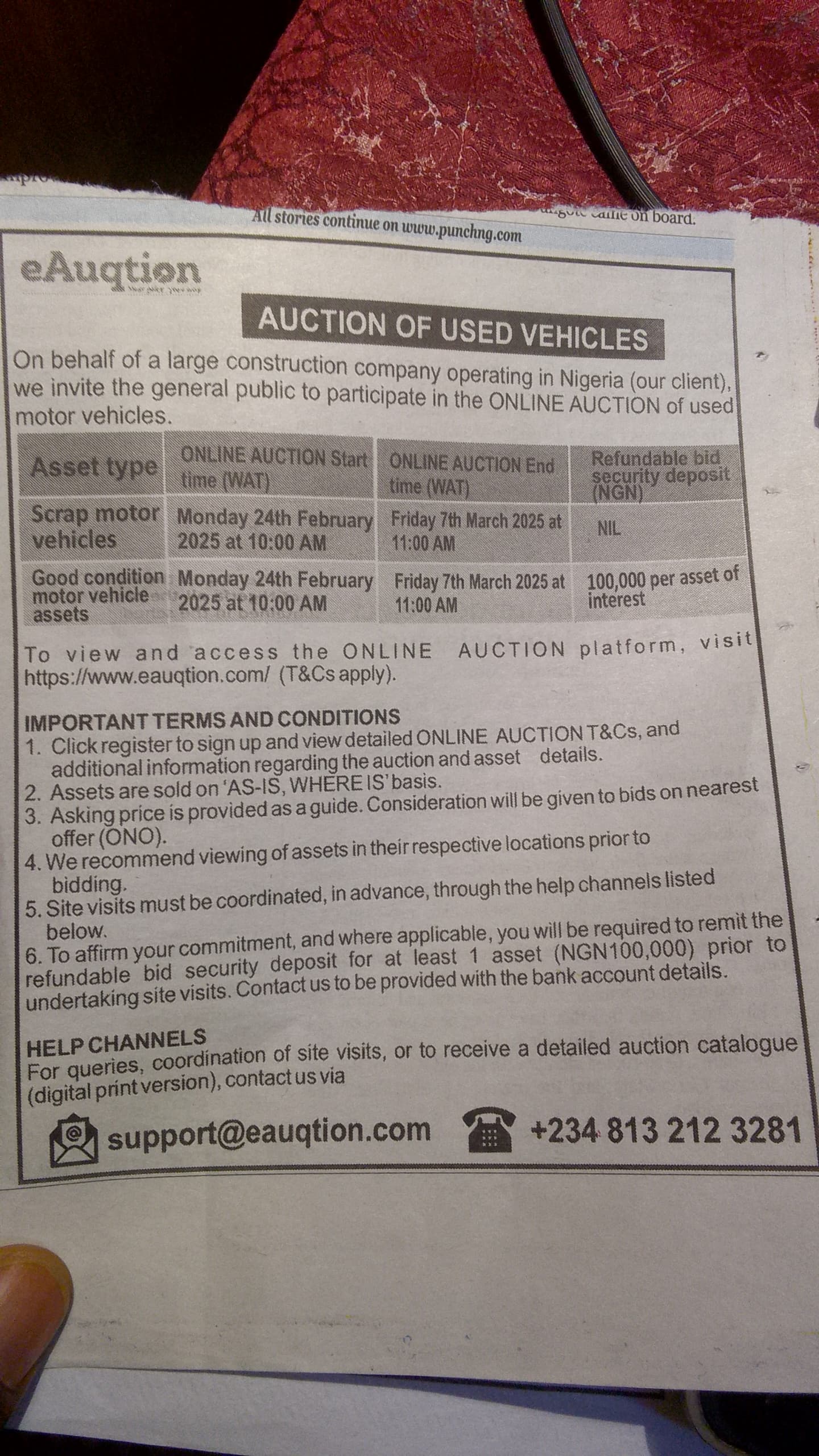 Online Auction Of Used Vehicles