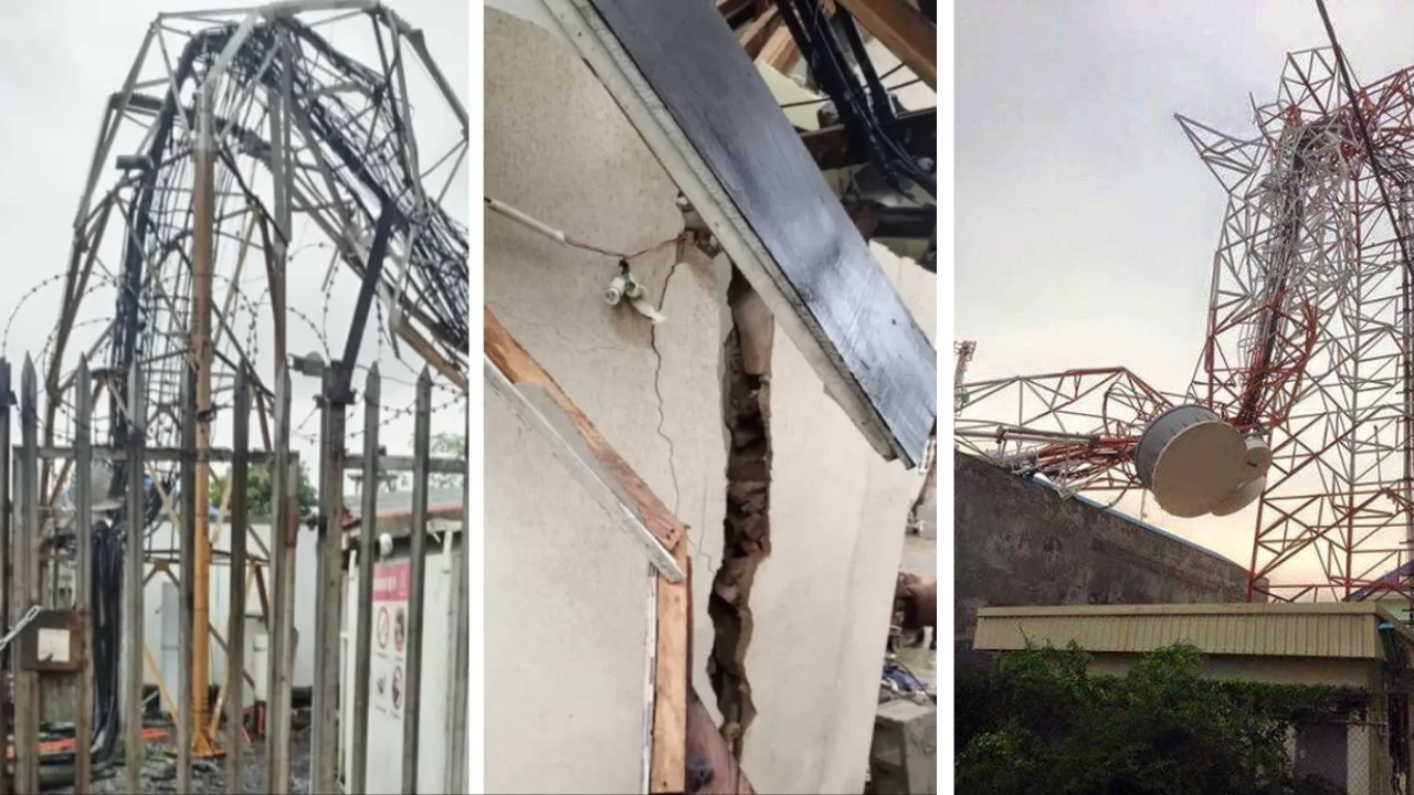 Telecom Mast Collapses On Building During Rainstorm In Ogun