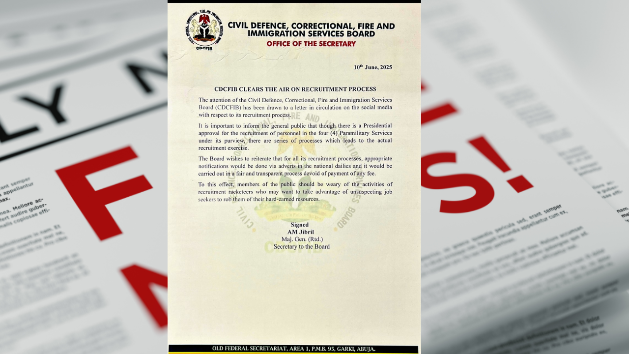 Federal Government Cautions Nigerians Over Fake Recruitment Letter on Social Media