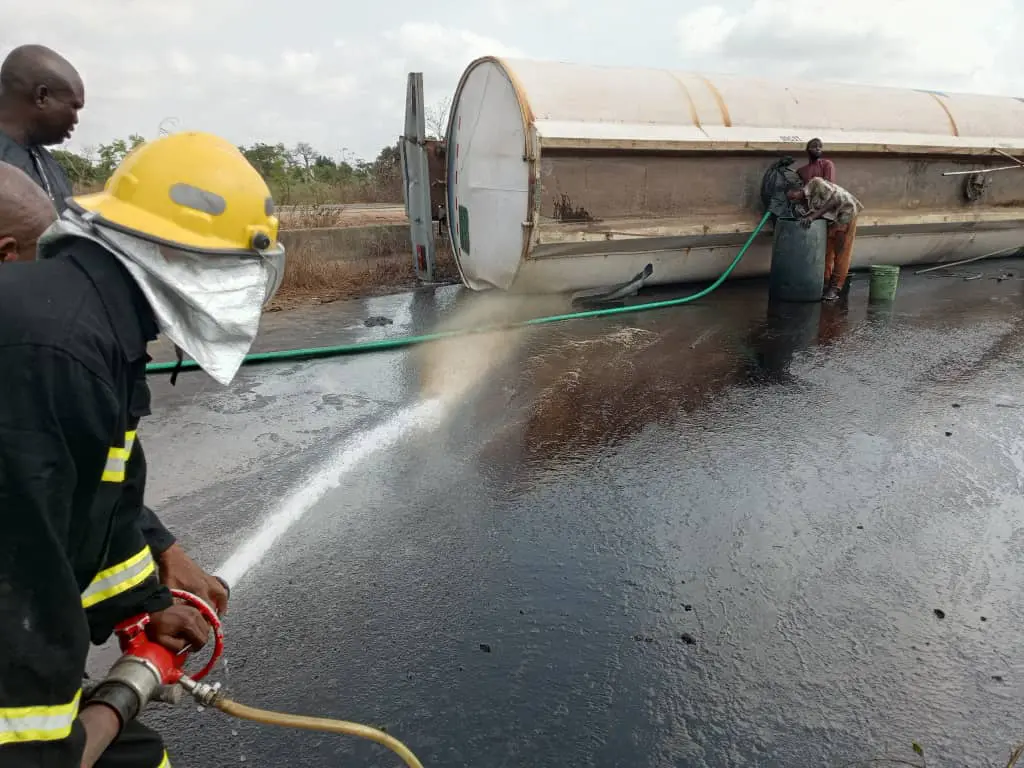 Petrol Tanker Somersaults, Catches Fire on Iseyin-Oyo Road