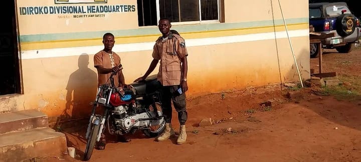 "So-Safe Corps Arrests Notorious Motorcycle Thief in Ogun"