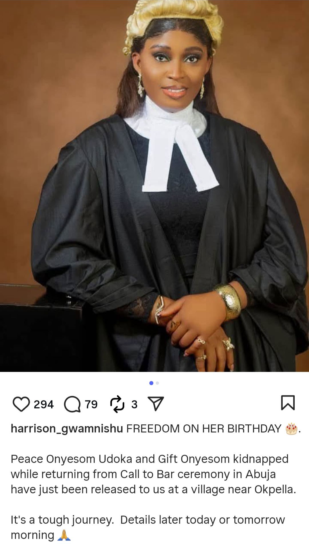 Kidnapped Lawyer Regains Freedom on Her Birthday After Call-to-Bar Ordeal